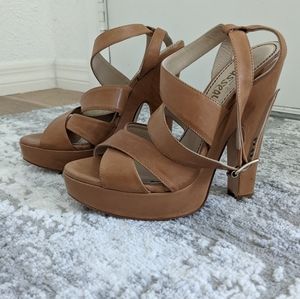 Jerome C Rousseau Tan Leather Heels